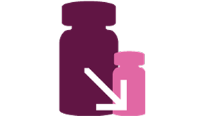 Twee vaccin flesjes met pijl wijzend naar rechts onder